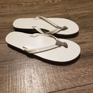 White Rainbow sandals with rhinestones / wore once